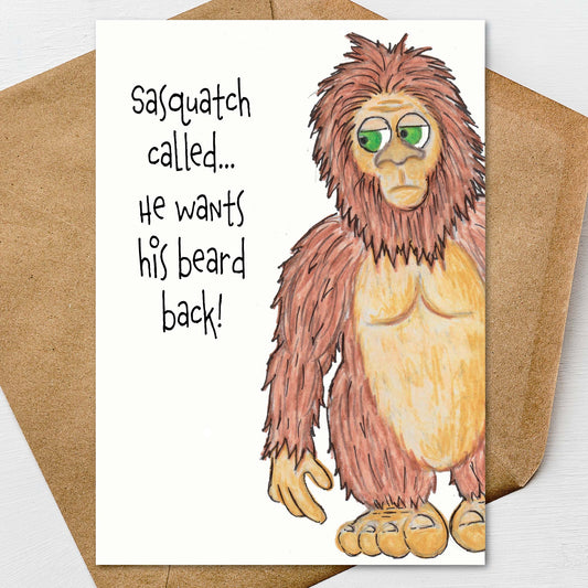 Funny Sasquatch Father’s Day Card for Dad from Daughter Son, Pun Card 5x7 Personalize