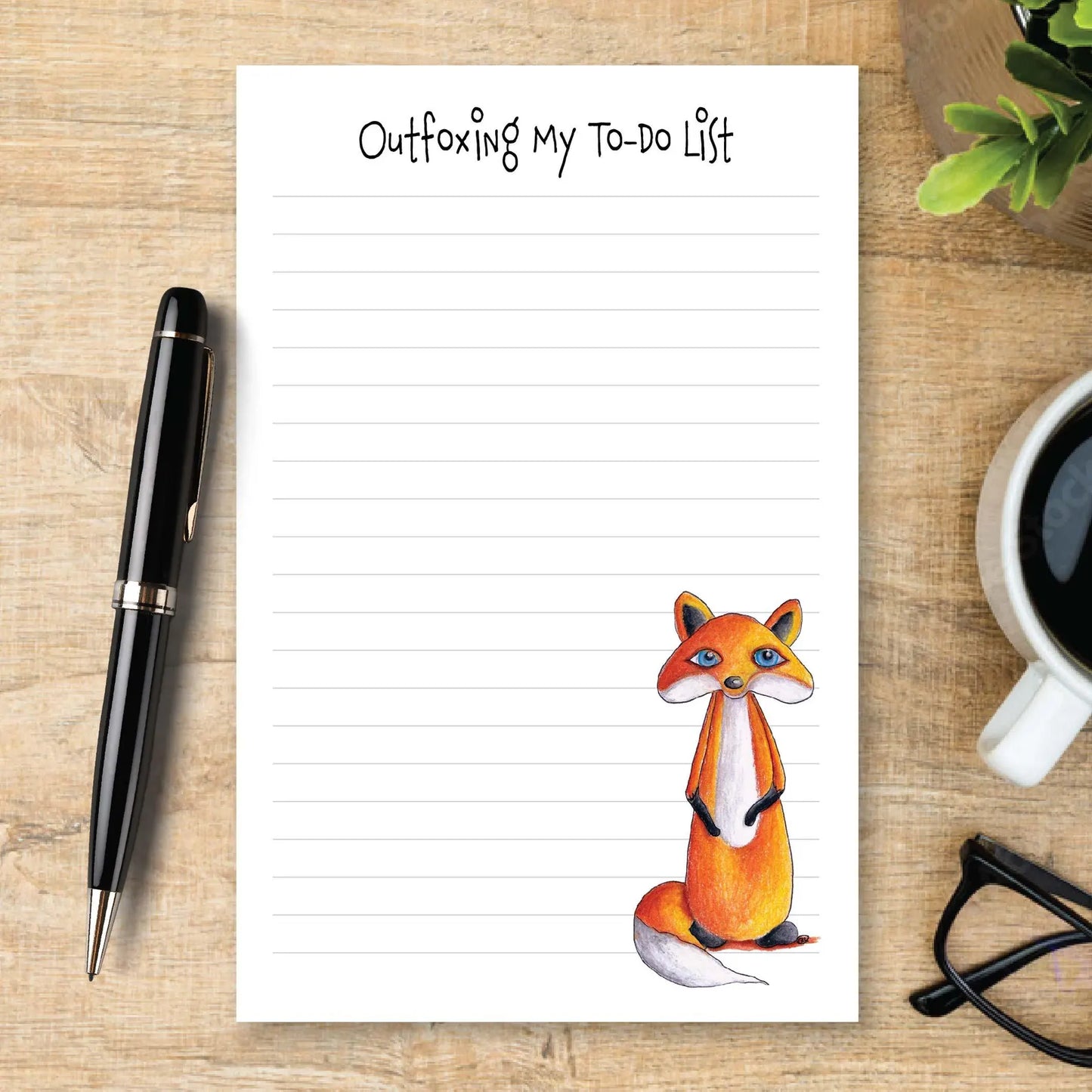 Personalized Fox Notepad, Cute Fox Stationery, Custom Note Pad, Woodland Animal Writing Pad, Fox Lover Gift, Forest Desk Accessory