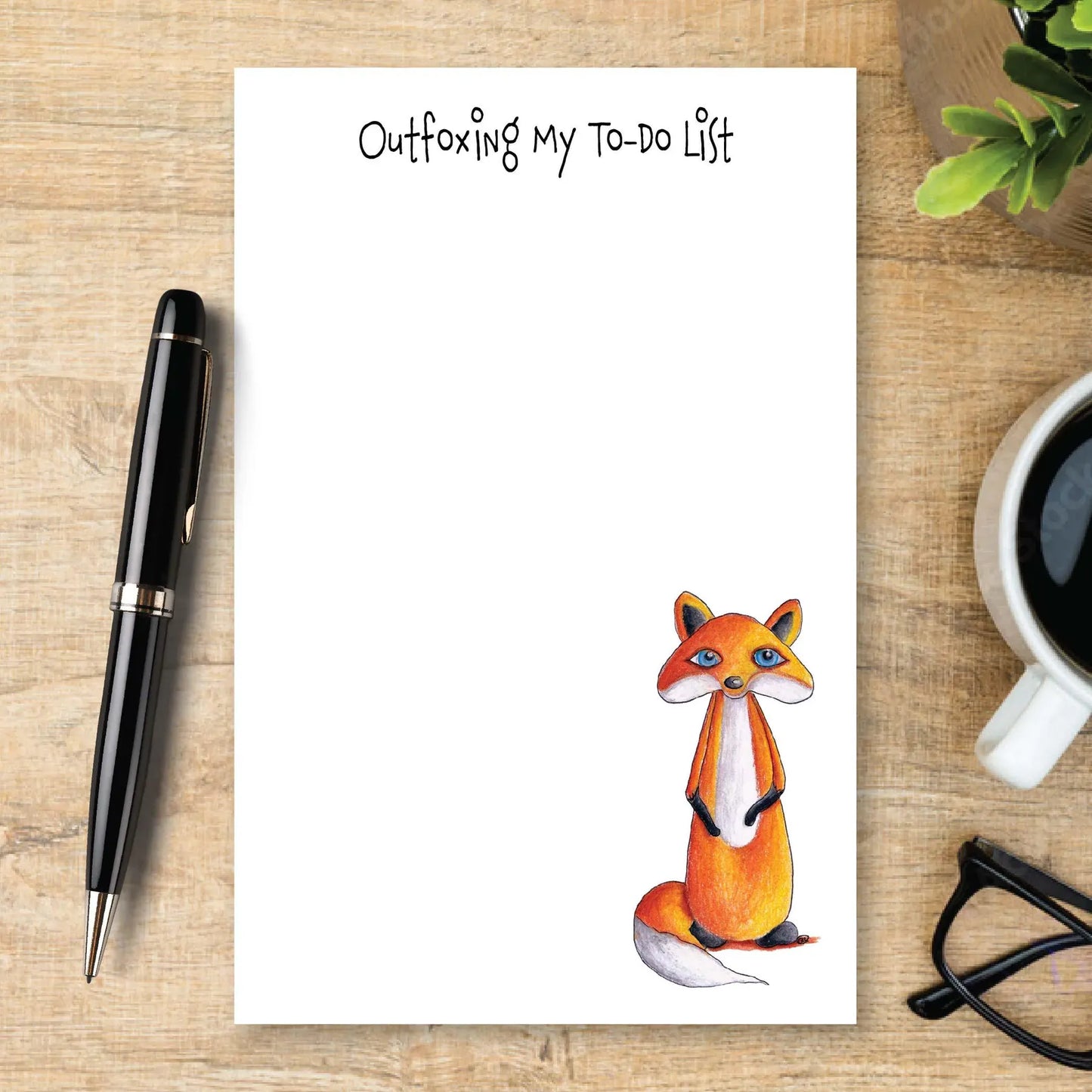 Personalized Fox Notepad, Cute Fox Stationery, Custom Note Pad, Woodland Animal Writing Pad, Fox Lover Gift, Forest Desk Accessory