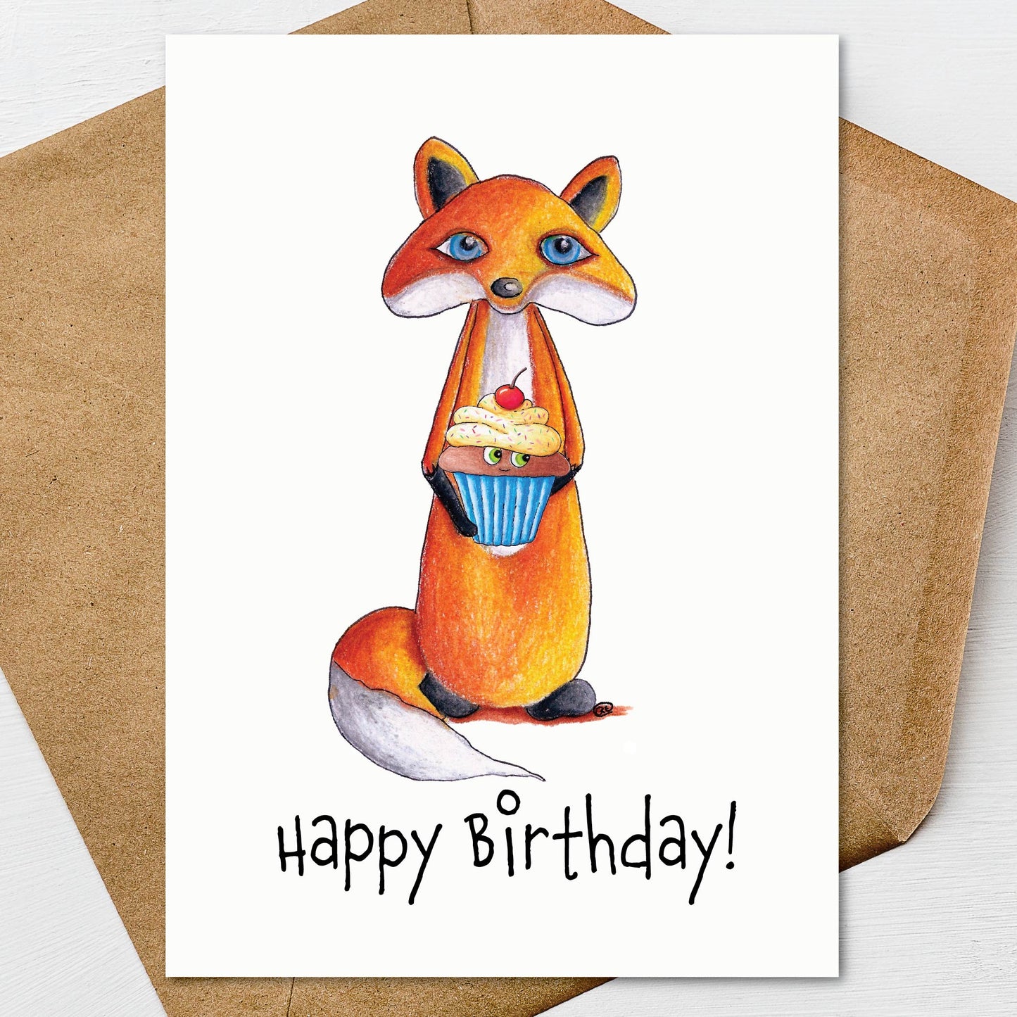 Printable Fox Happy Birthday Greeting Card