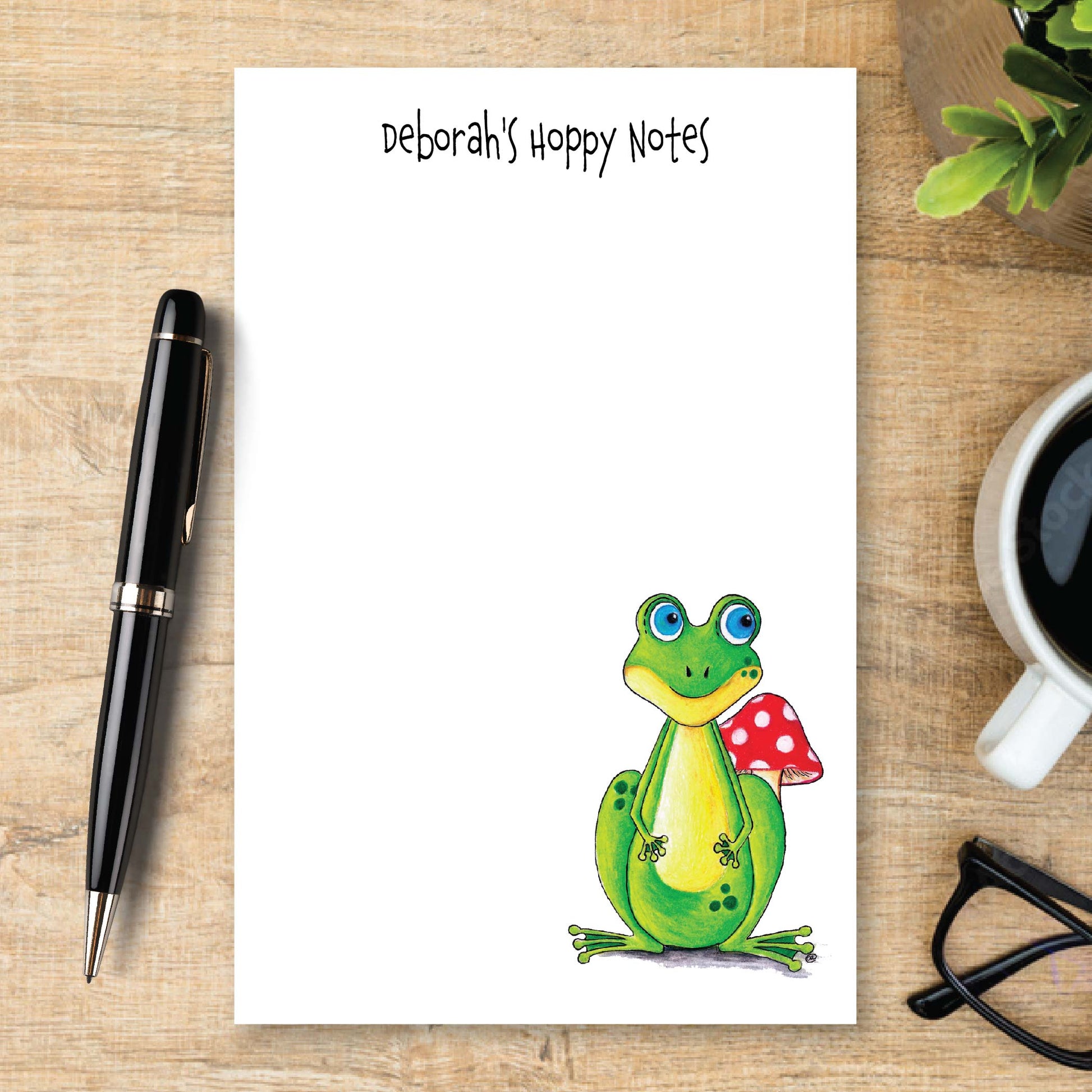 Personalized Frog Notepad with Toadstool Unlined