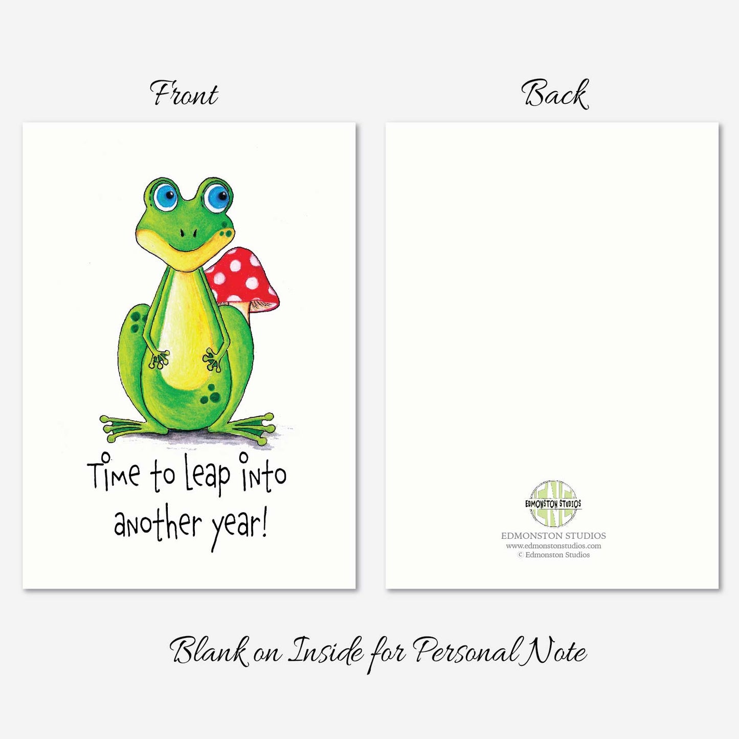 Frog Birthday Card A7 5x7 on Textured Linen | Blank, Standard Greeting, or Personalized