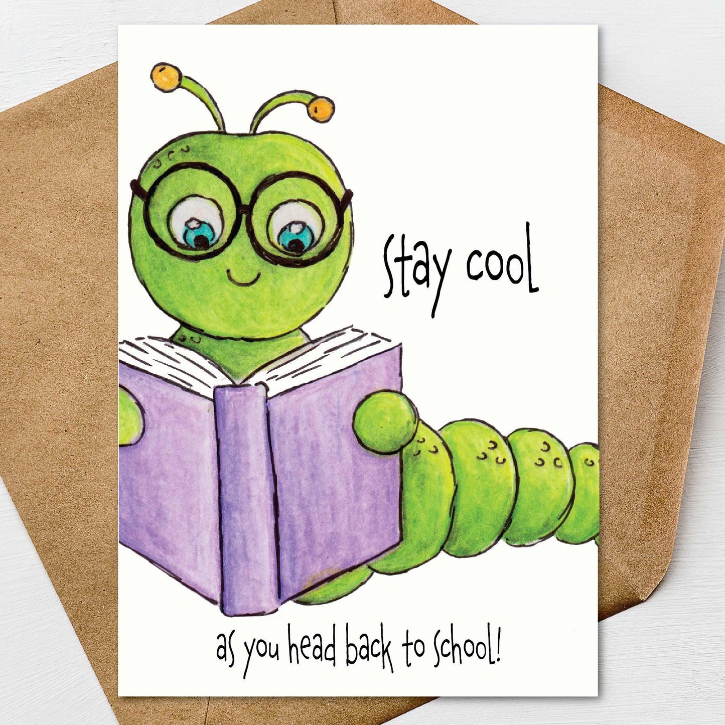 Funny Bookworm Back to School Card 