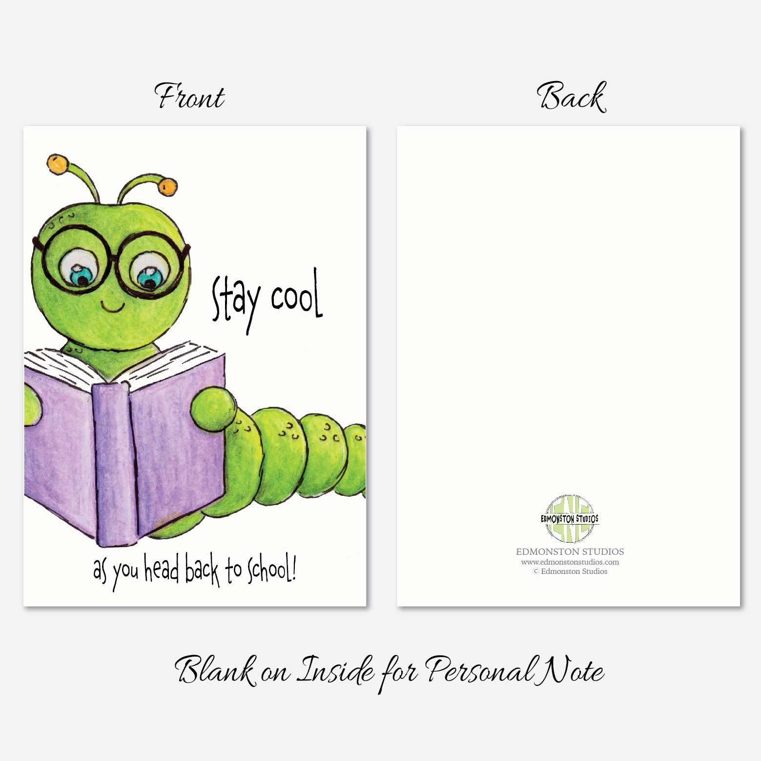 Funny Bookworm Back to School Card 