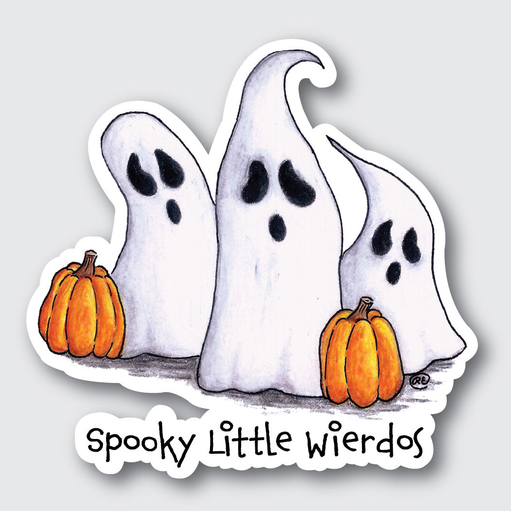Spooky Little Weirdos Ghost Sticker | Funny Halloween Sticker, Cute Ghost & Pumpkin Vinyl Sticker, Spooky Season Decal