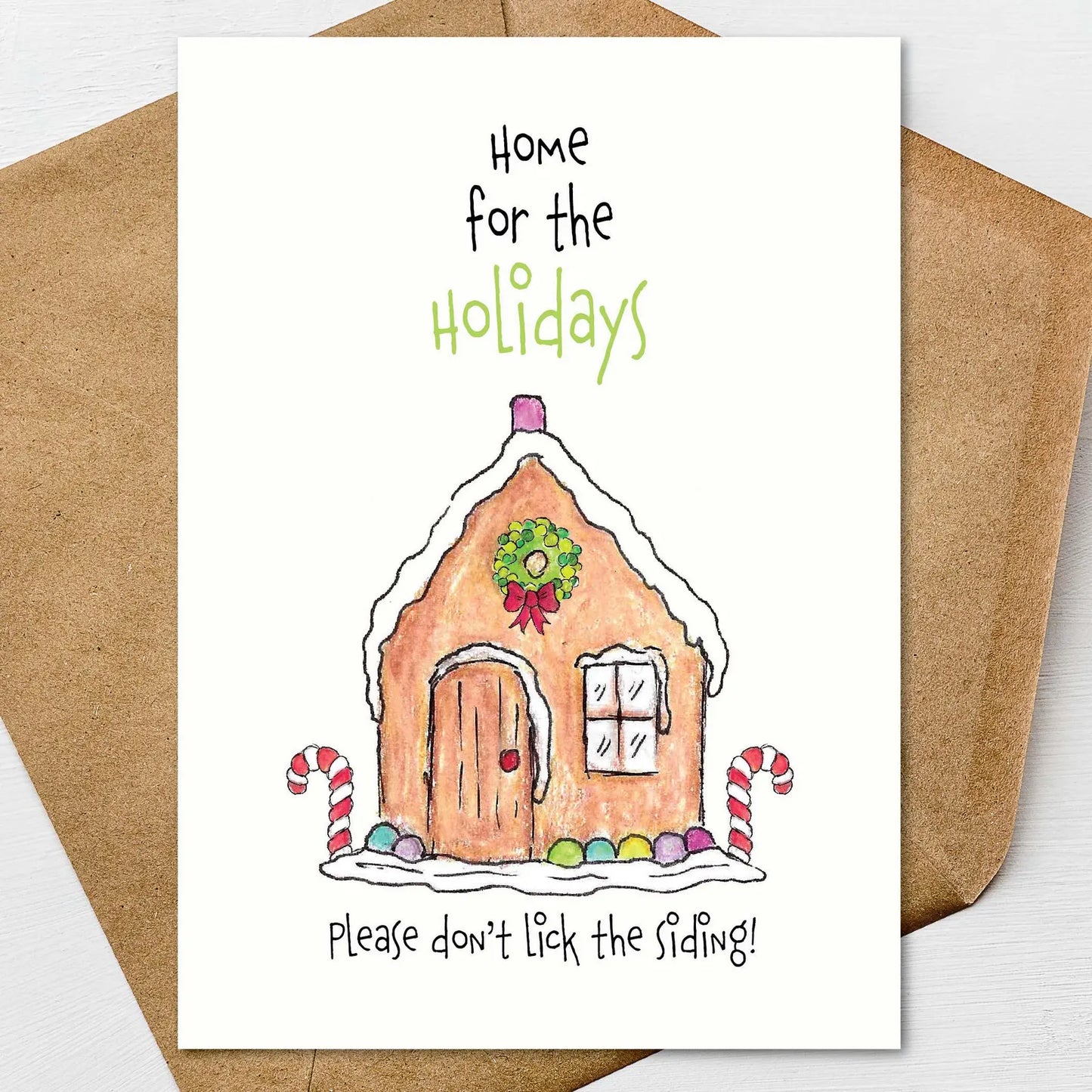 Funny Gingerbread House Christmas Card, Home for the Holidays Card, Cute Holiday Greeting Card, Merry Christmas Card