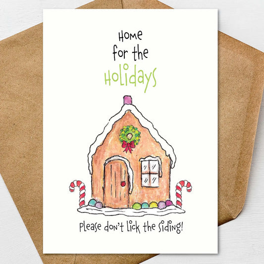 Funny Gingerbread House Christmas Card, Home for the Holidays Card, Cute Holiday Greeting Card, Merry Christmas Card