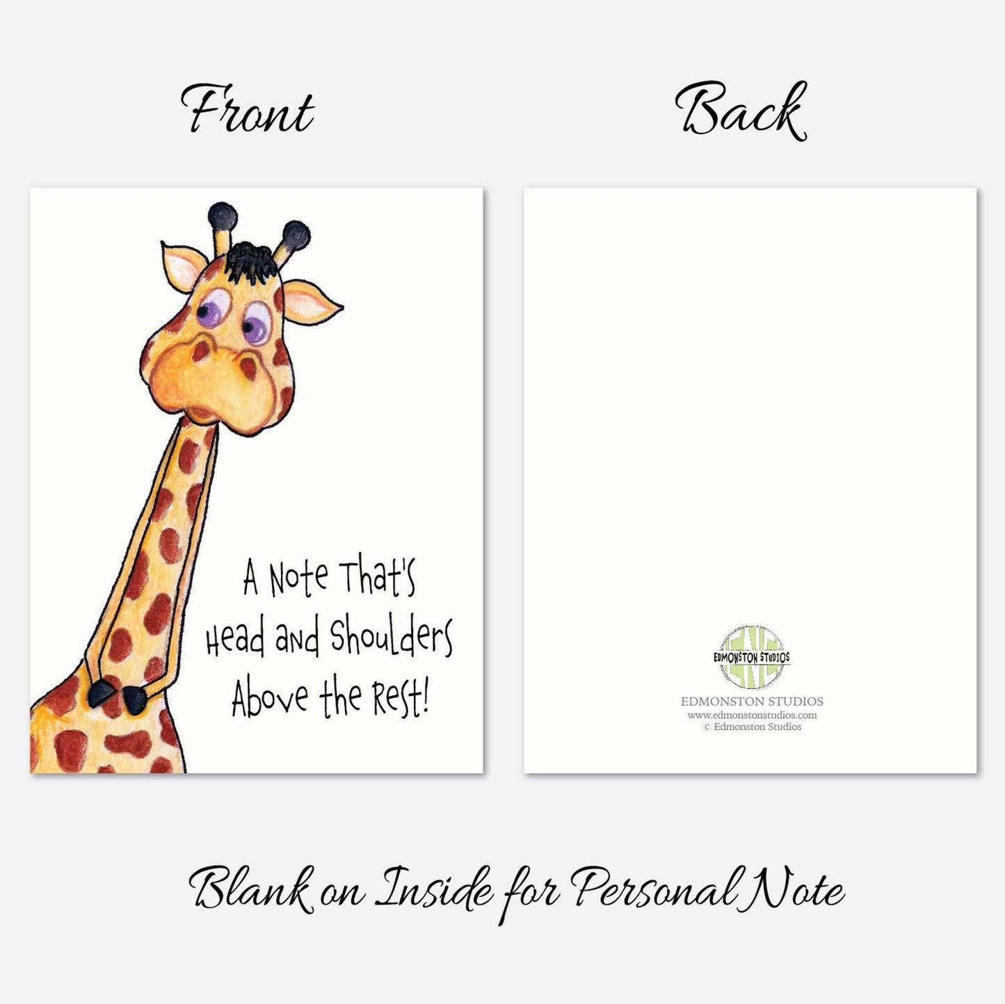 Cute Giraffe Note Cards | Head and Shoulders Above the Rest | Personalize It | Premium 4.25 x 5.5 Linen (Copy)