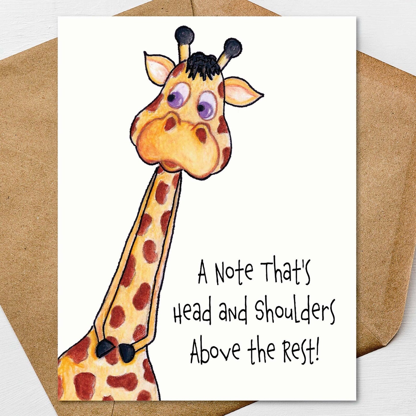 Cute Giraffe Note Cards | Head and Shoulders Above the Rest | Personalize It | Premium 4.25 x 5.5 Linen (Copy)