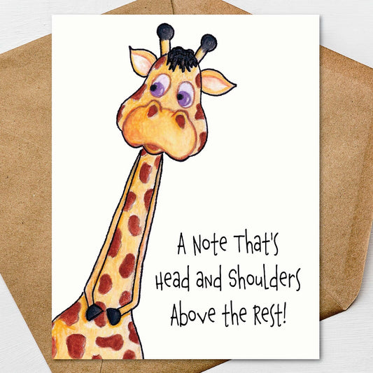 Cute Giraffe Note Cards | Head and Shoulders Above the Rest | Personalize It | Premium 4.25 x 5.5 Linen (Copy)