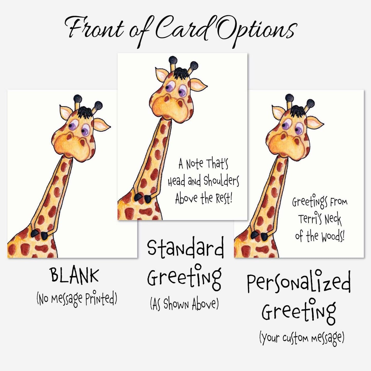 Cute Giraffe Note Cards | Head and Shoulders Above the Rest | Personalize It | Premium 4.25 x 5.5 Linen (Copy)
