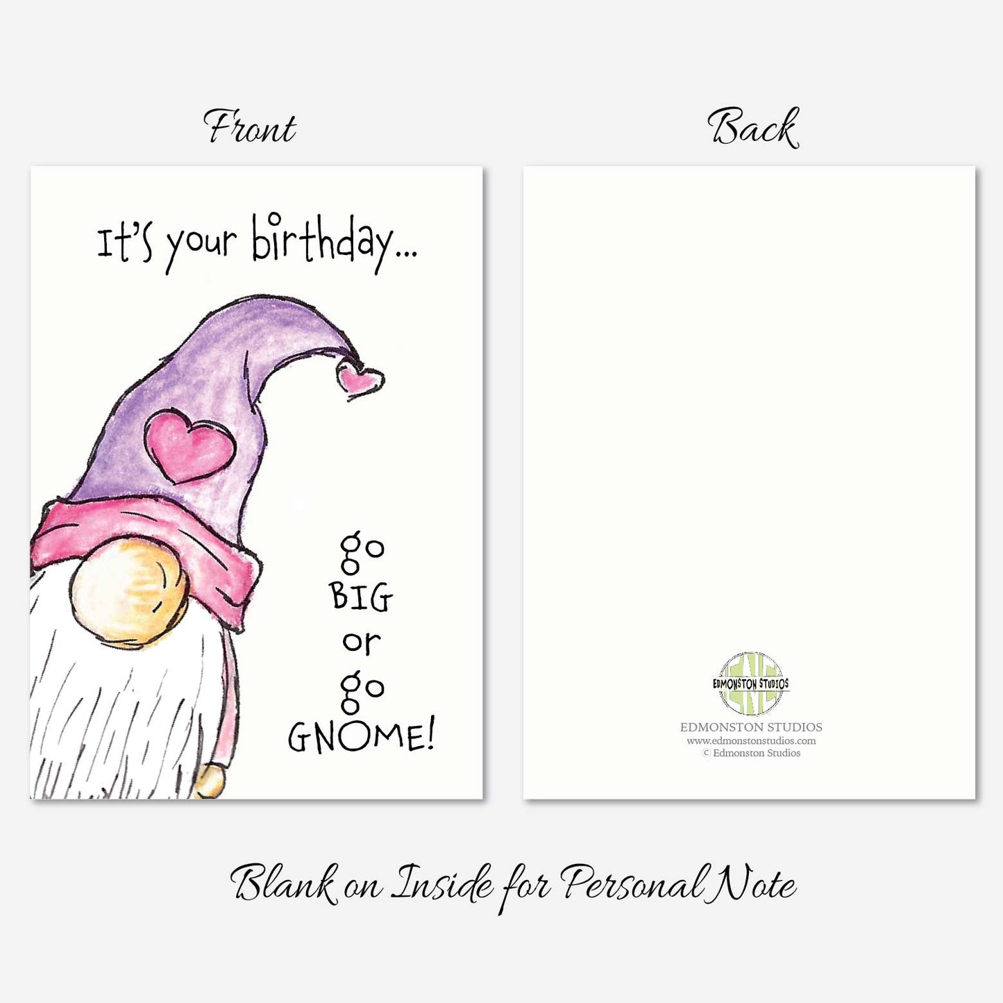Funny Gnome Birthday Card | Go Big Or Go Gnome