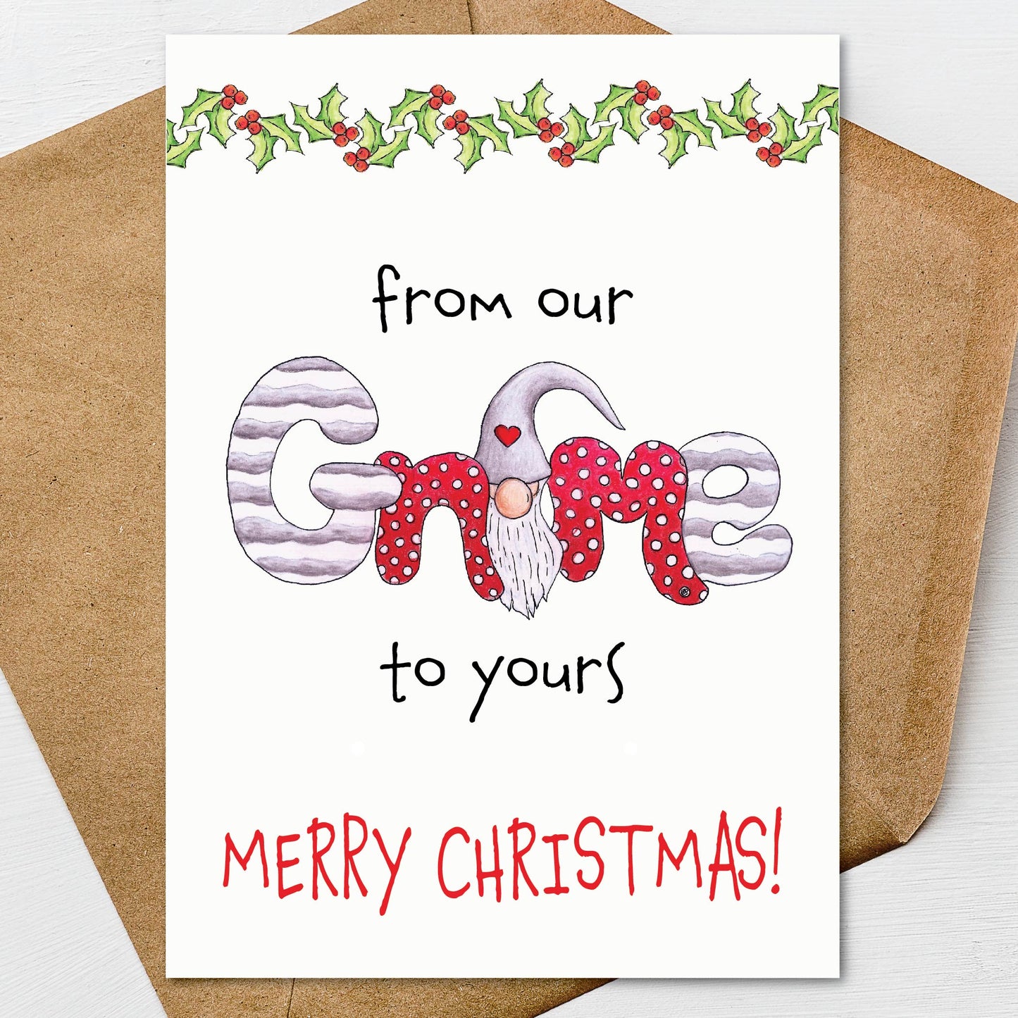 Printable From Our Gnome to Yours Merry Christmas Greeting Card