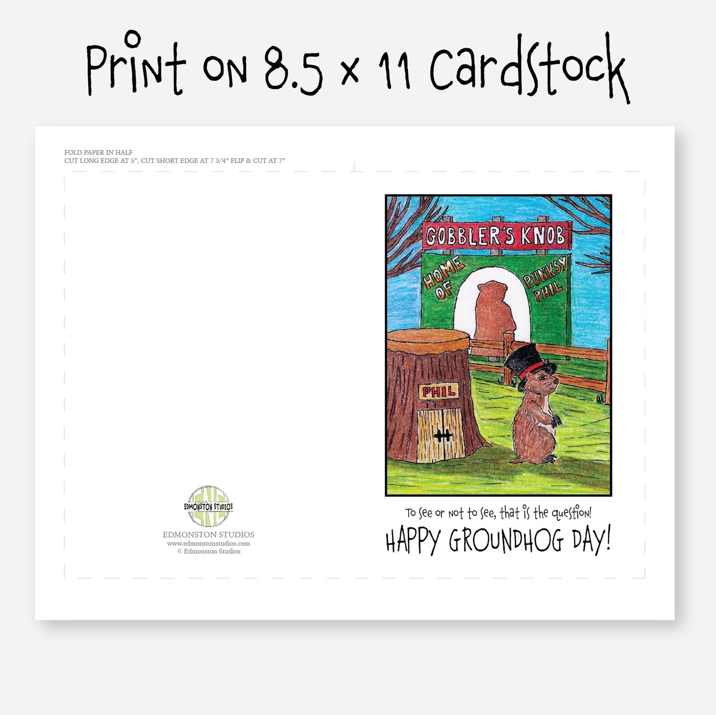 Printable Happy Groundhog Day Greeting Card