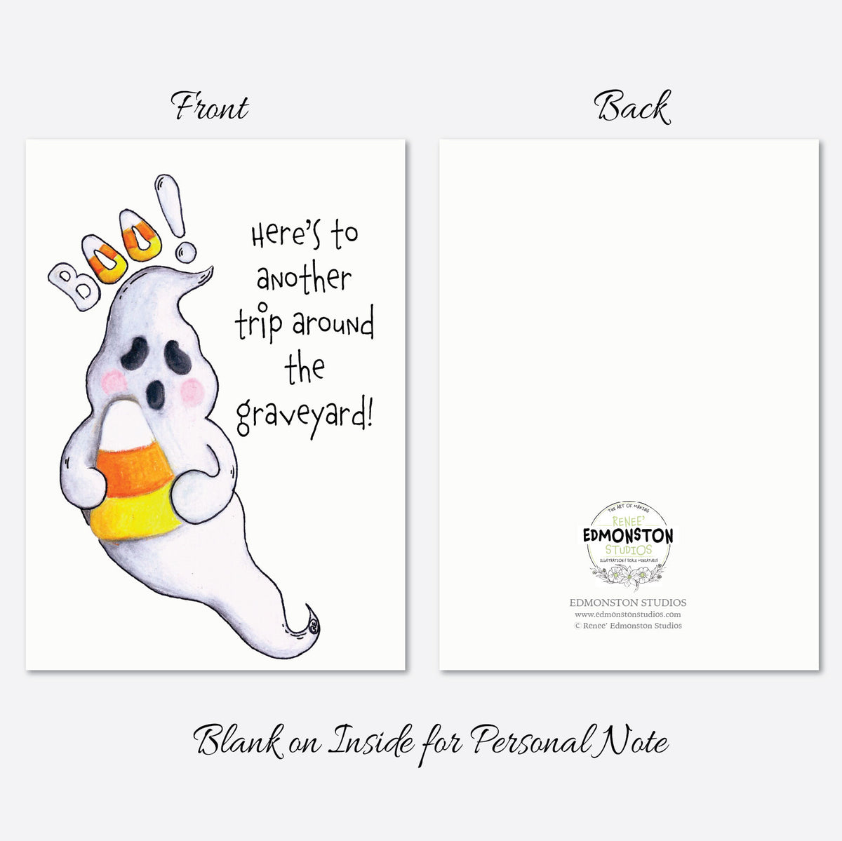 Funny Halloween Birthday Card, Ghost Birthday Card, Spooky Birthday Card, October Birthday, Candy Corn Ghost Card