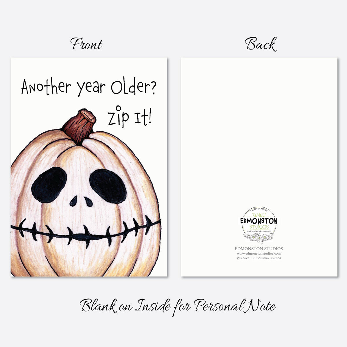 Funny Halloween Birthday Card, Pumpkin Birthday Card, Another Year Older Card, Spooky Birthday Card, October Birthday Card