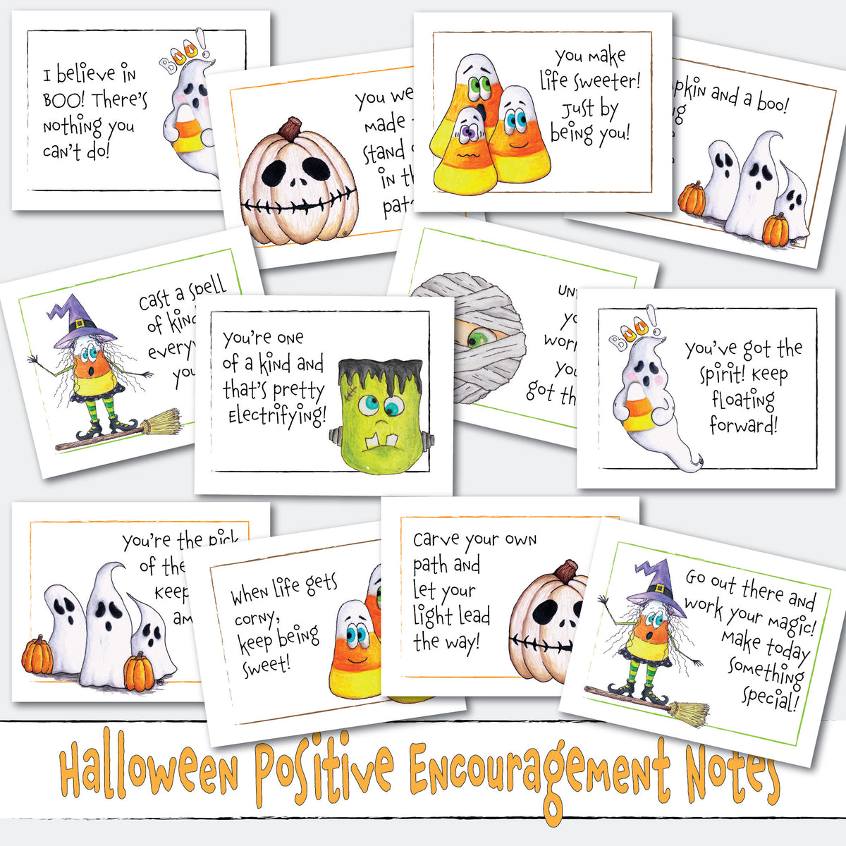 Halloween Tiny Notes: October Affirmations, Encouragement Cards Printable Instant Download