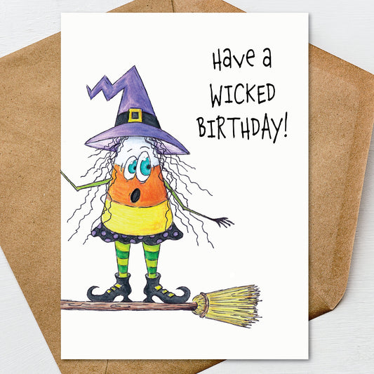 Funny Halloween Birthday Card, Witch Birthday Card, Wicked Birthday Card, October Birthday Card, Spooky Fall Birthday Card