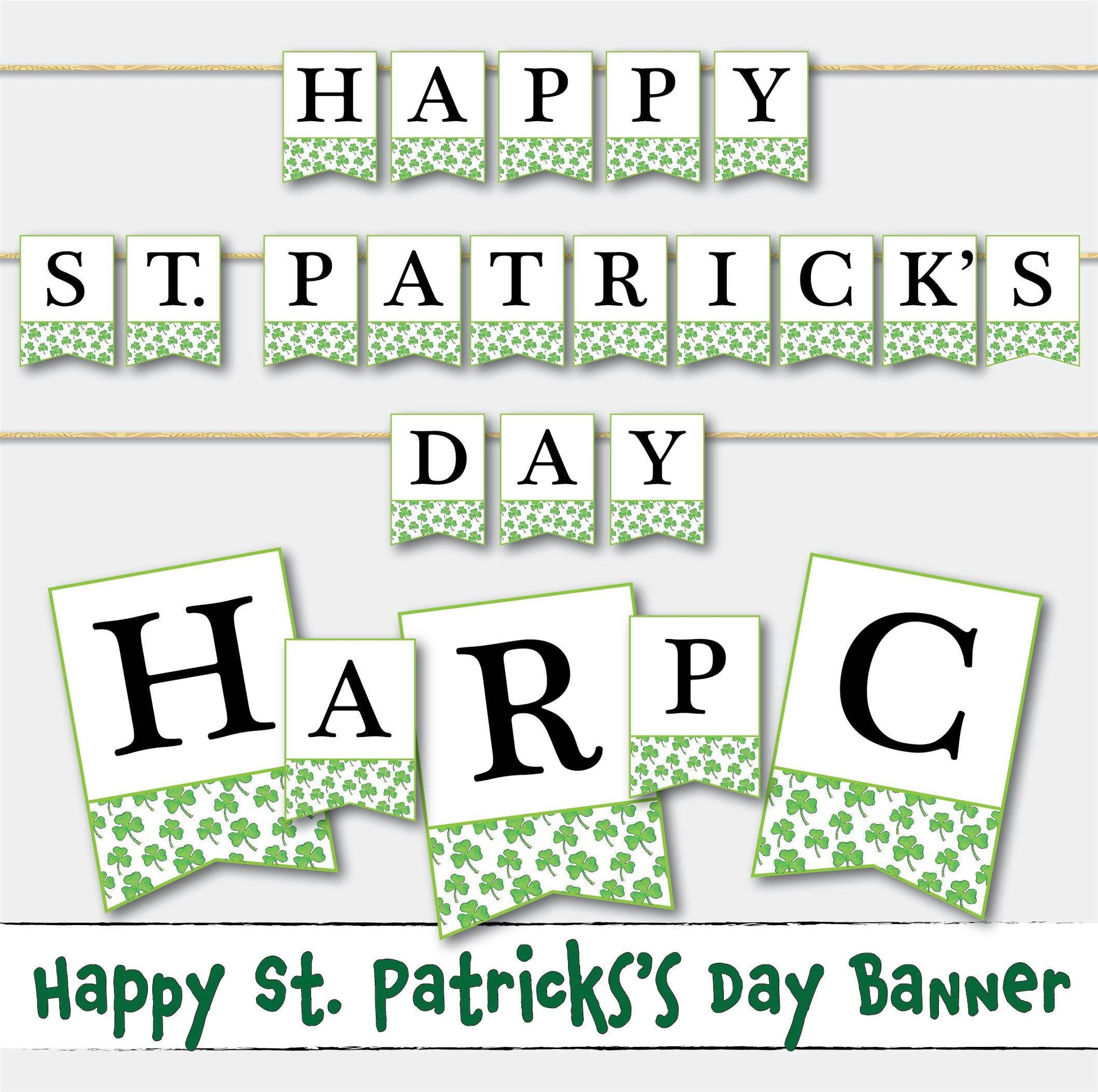 Happy St. Patrick's Day Printable Sign Banner Two Sizes Included