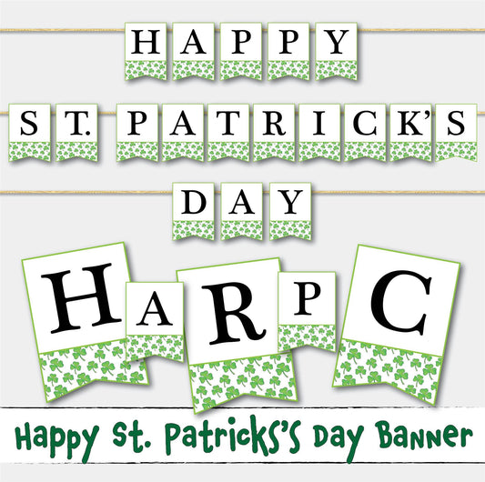 Happy St. Patrick's Day Printable Sign Banner Two Sizes Included