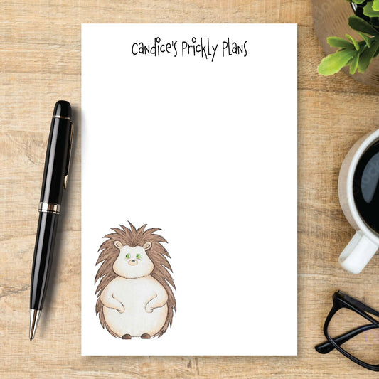 Funny Hedgehog Notepad, Personalized Hedgehog Memo Pad, Cute Hedgehog Gift, Woodland Animal Stationery, Writing Pad