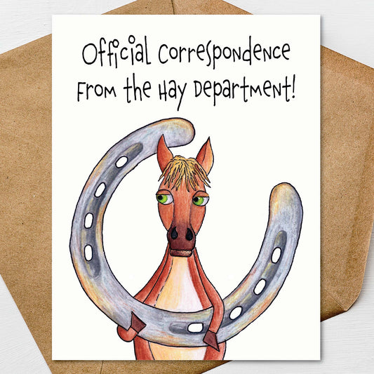Horse Notecards, Set of 6 | Funny Equine Humor | Personalize It | Premium 4.25 x 5.5 Linen