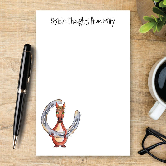 Funny Horse Notepad, Stable Notes, Personalized Horse Memo Pad, Horse Lover Gift, Equestrian Desk Notepad