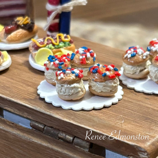 4 Miniature Cookie Ice Cream Sandwiches with Sprinkles 1:12 Scale Handmade