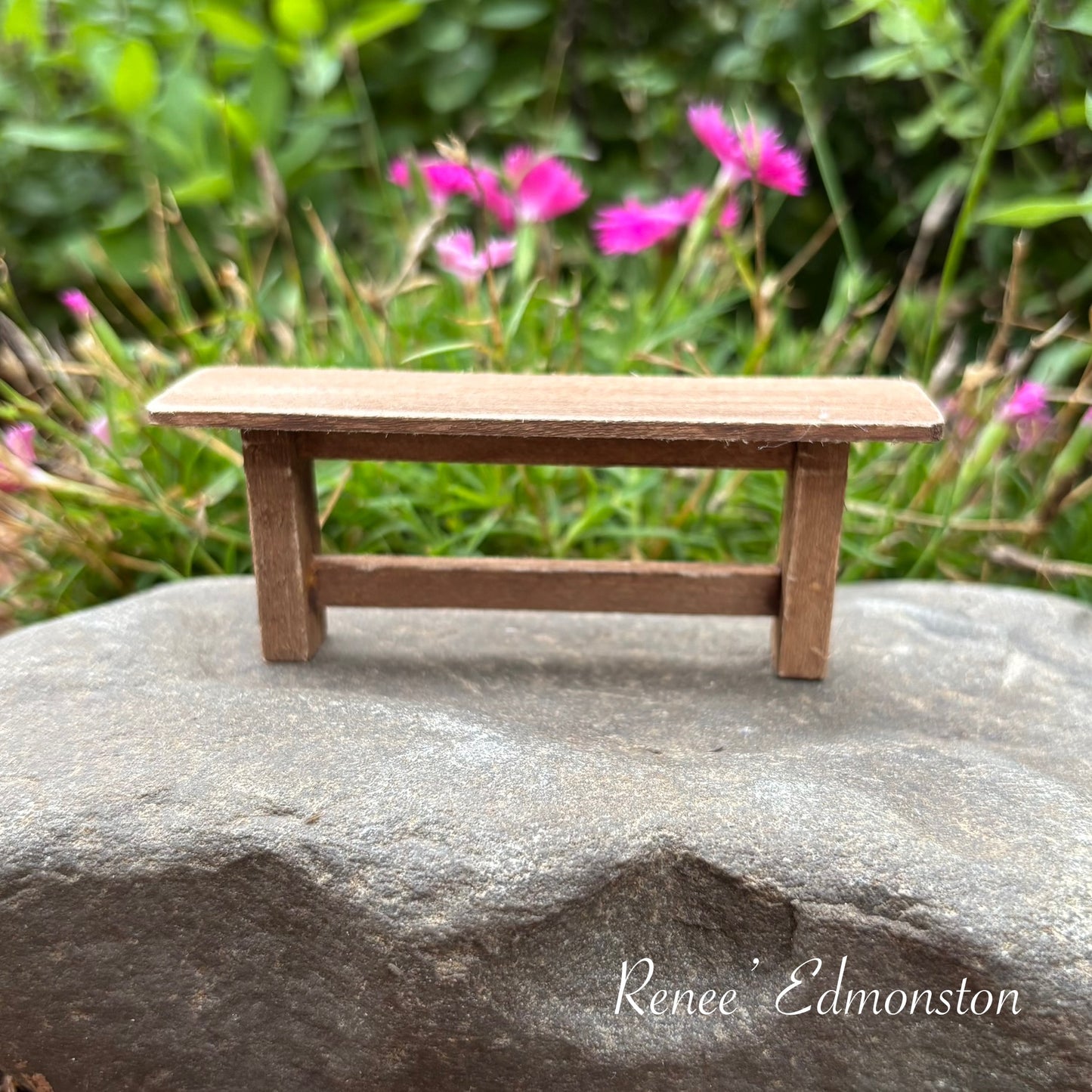 Miniature Rustic Finished Wooden Bench 1:12 Scale