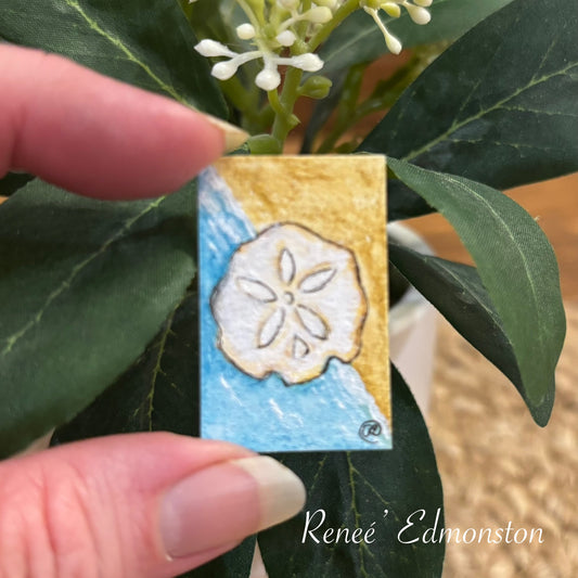 Miniature Sand Dollar Watercolor Painting 1:12 Scale Original Art by Renee' Edmonston