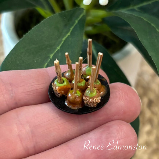 Miniature Caramel Candy Apples Halloween Party Food 1:12 Scale Handmade