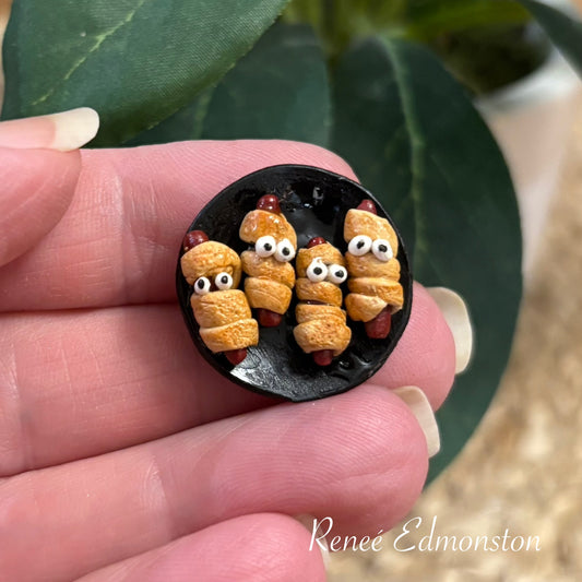 Miniature Mummy Hot Dogs Halloween Party Food 1:12 Scale Handmade