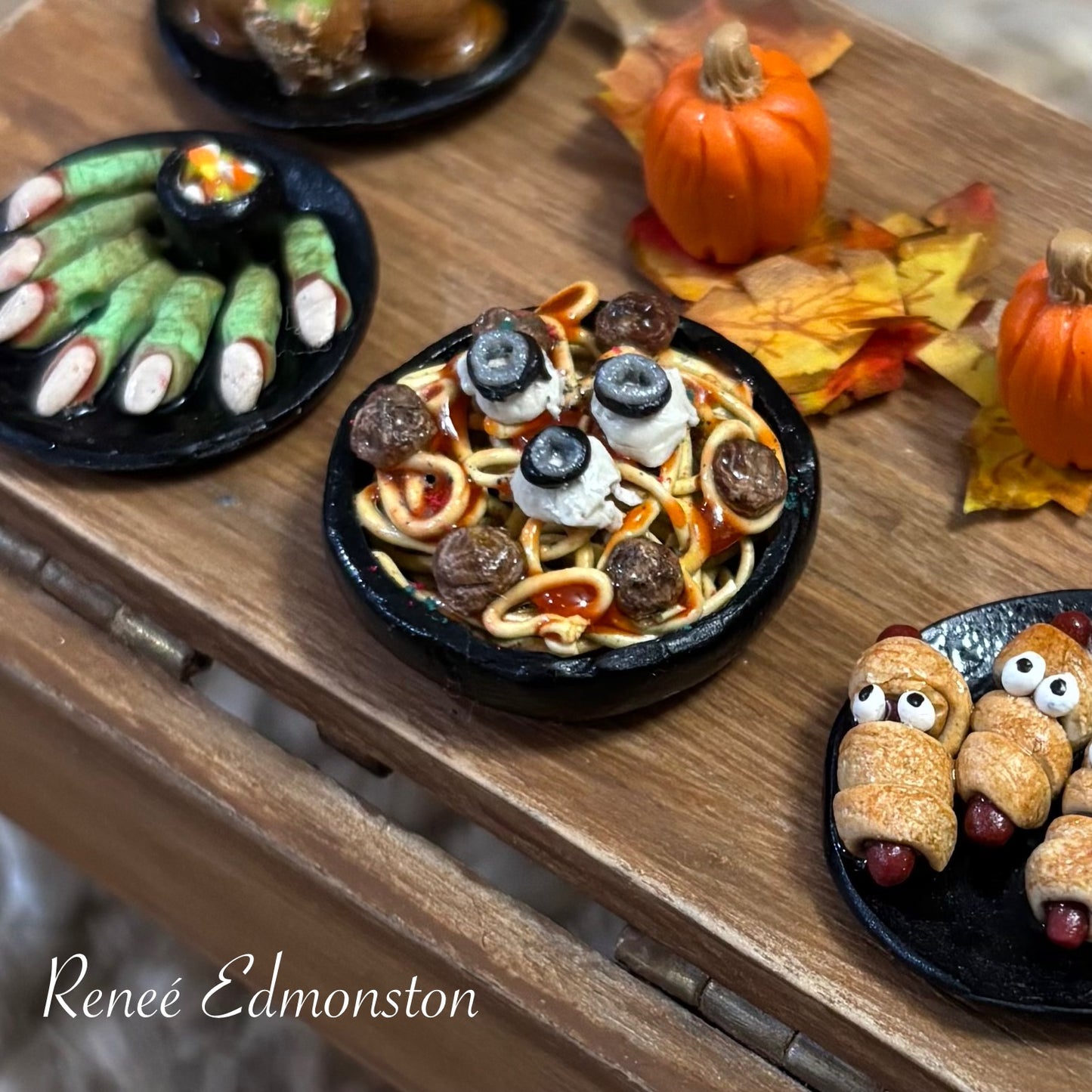 Miniature Eyeball Pasta Spooky Halloween Party Food 1:12 Scale Handmade