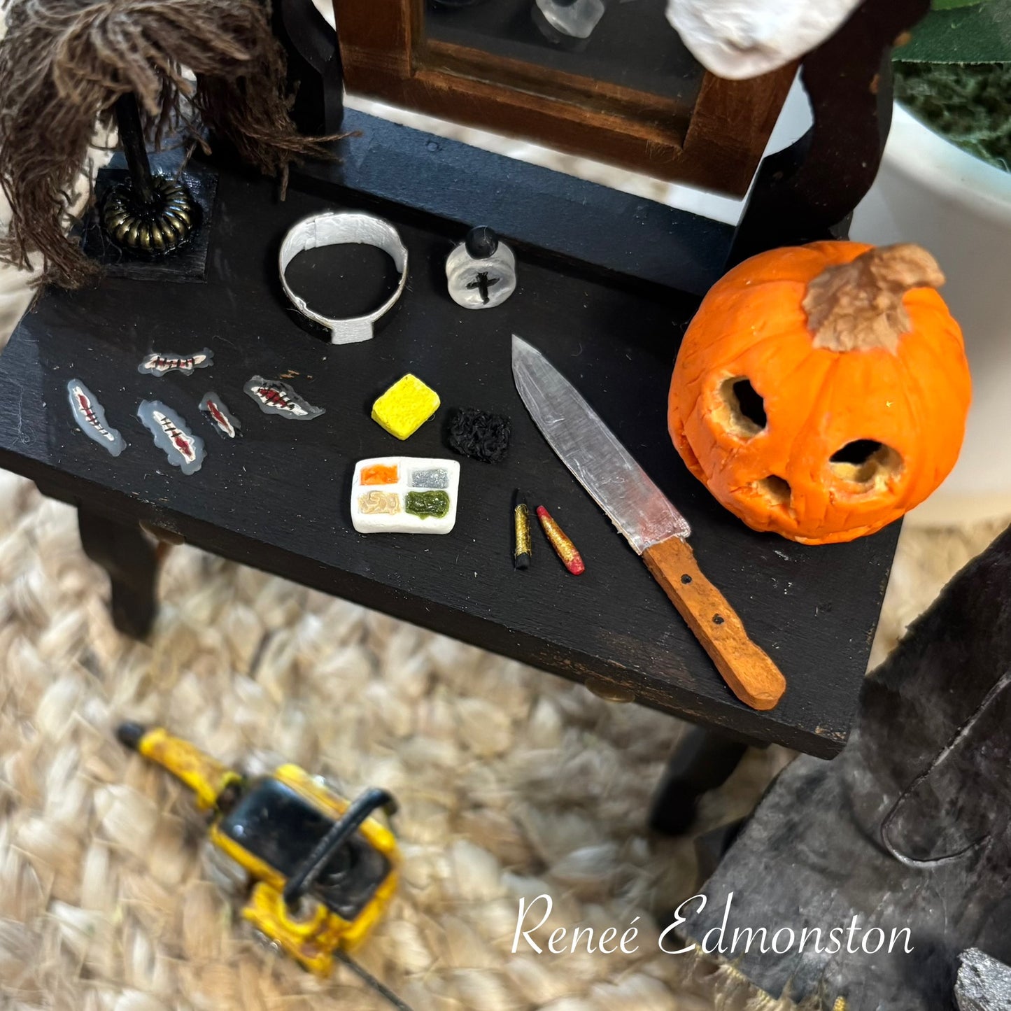 1:12 Scale Miniature Horror Vanity Diorama Scene 1970s Nostalgia Edition Artisan Handmade One of A Kind Original OOAK