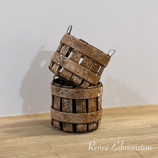 Miniature Bushel Basket 1:12 Dollhouse Miniature, Artisan Handcrafted
