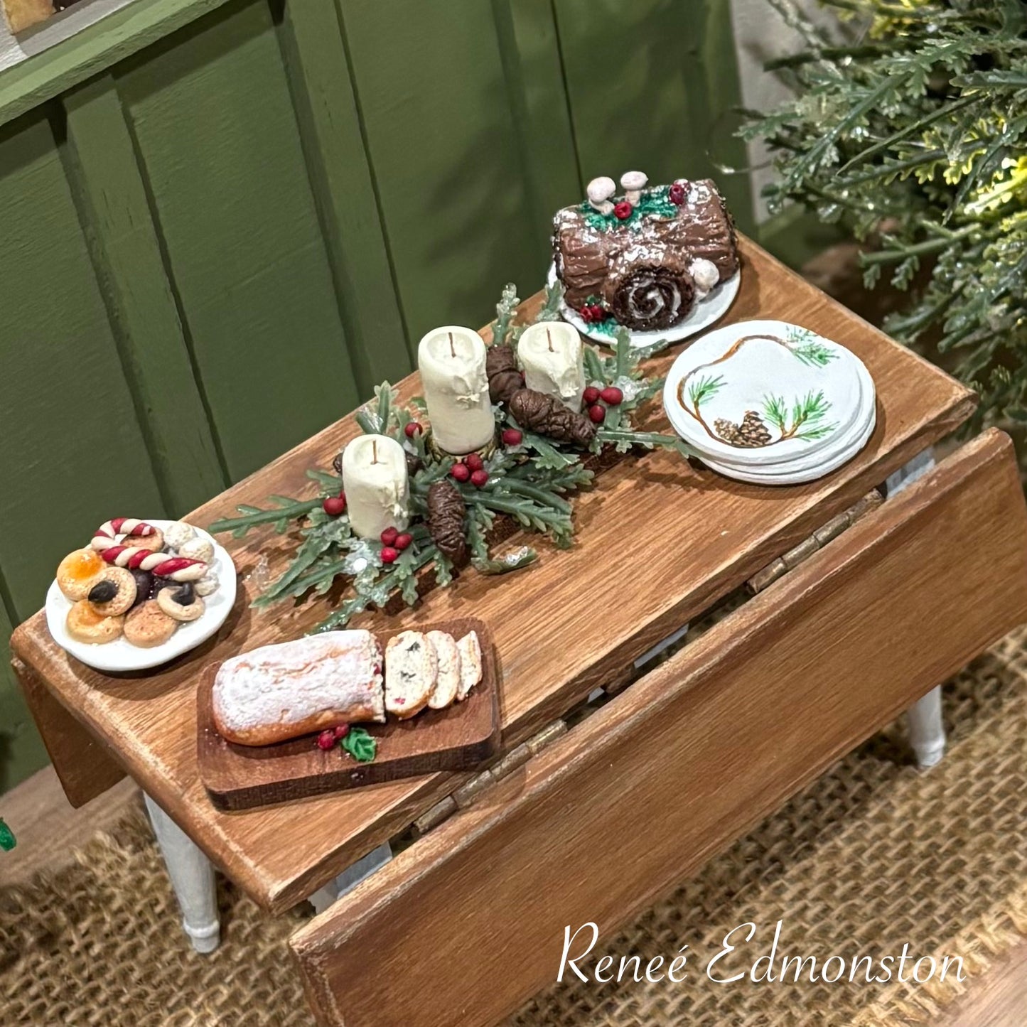 Miniature Christmas Stollen German Fruit Cake Dollhouse 1:12 Scale