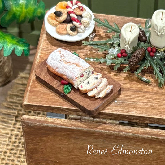 Miniature Christmas Stollen German Fruit Cake Dollhouse 1:12 Scale