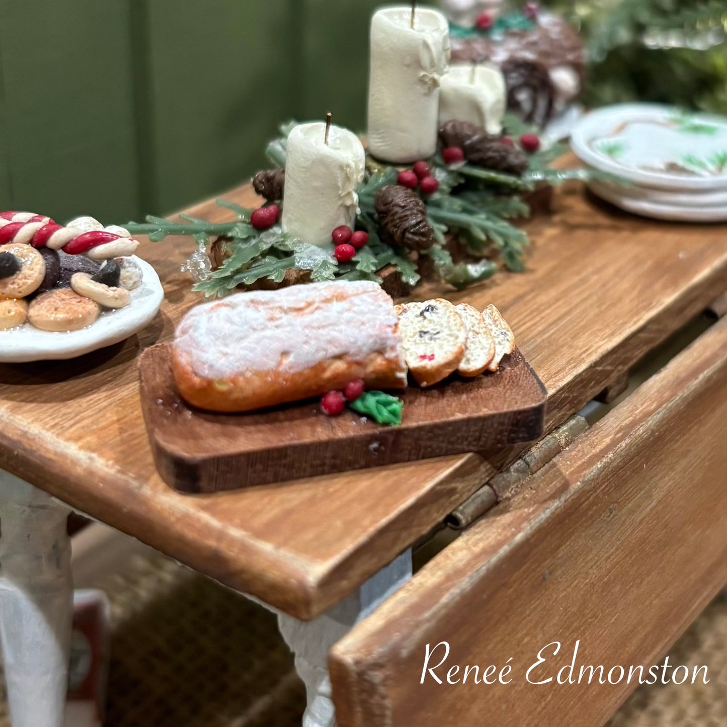 Miniature Christmas Stollen German Fruit Cake Dollhouse 1:12 Scale