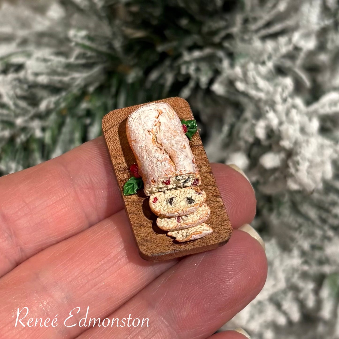 Miniature Christmas Stollen German Fruit Cake Dollhouse 1:12 Scale