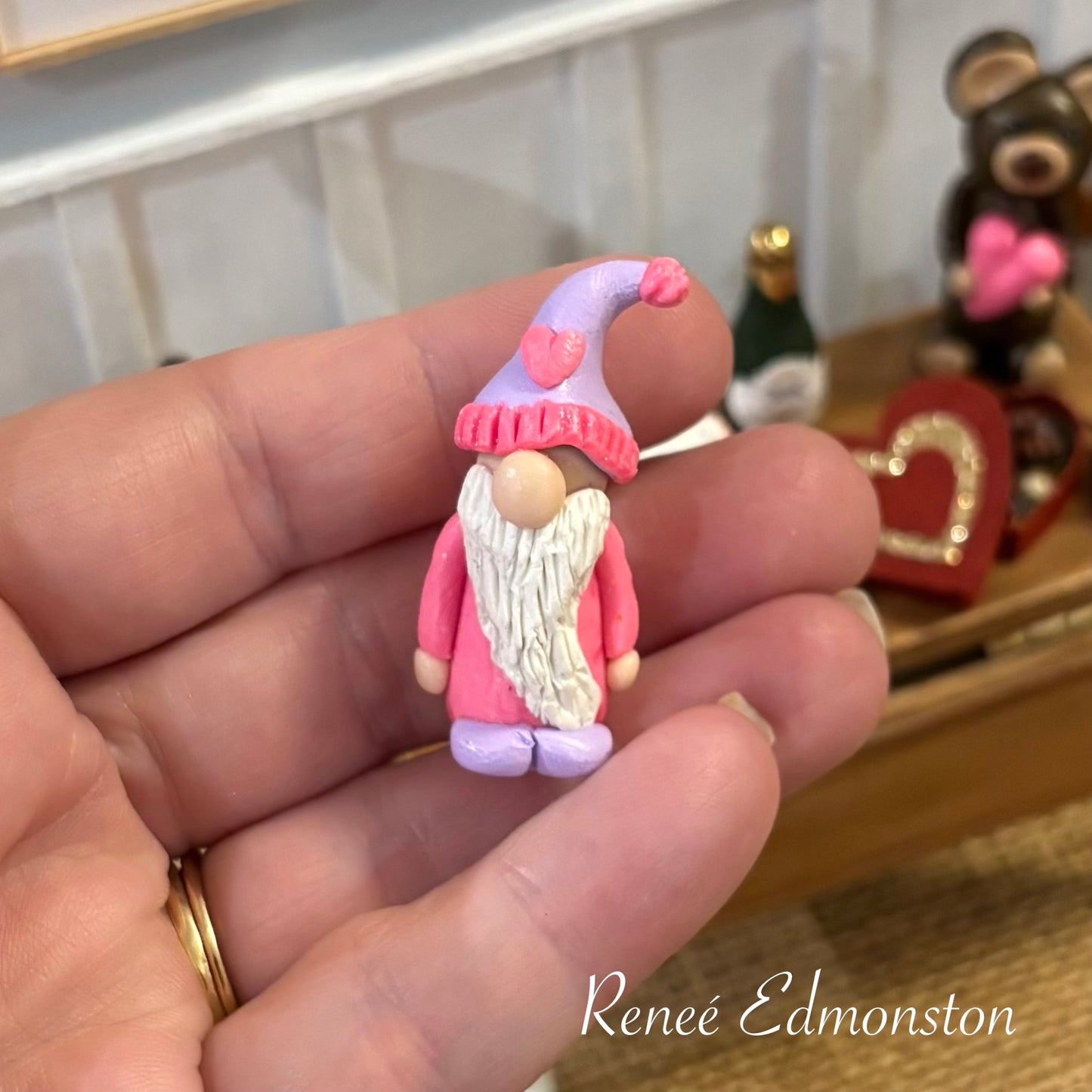 Miniature Valentine Gnome Decor Dollhouse 1:12 Scale