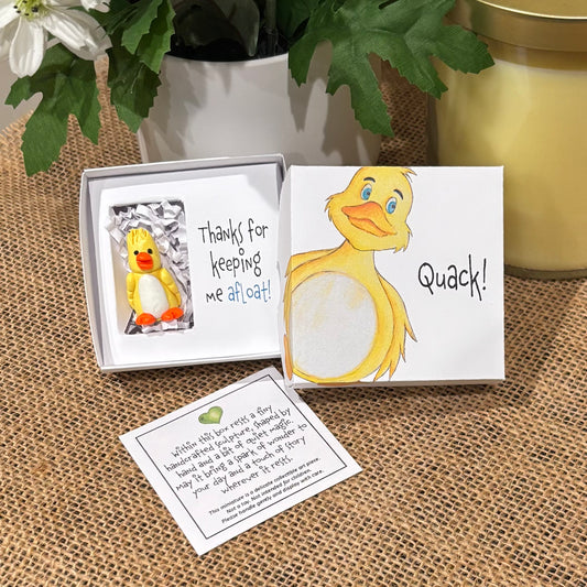 Duck Birthday Mini Magic Box Card: Handcrafted Clay Pocket Hug Keepsake Personalize It