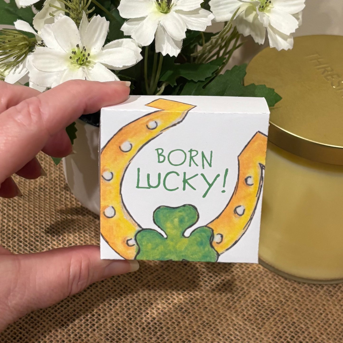 St. Patrick's Day Birthday Mini Magic Box Card: Handcrafted Clay Pocket Hug Keepsake Personalize It