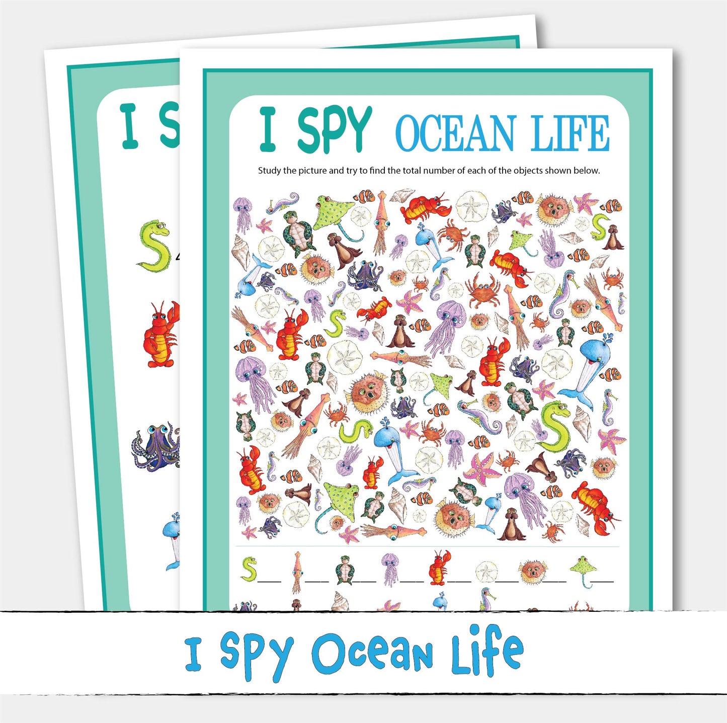 Printable I SPY Ocean Life Summer Puzzle Game Activity
