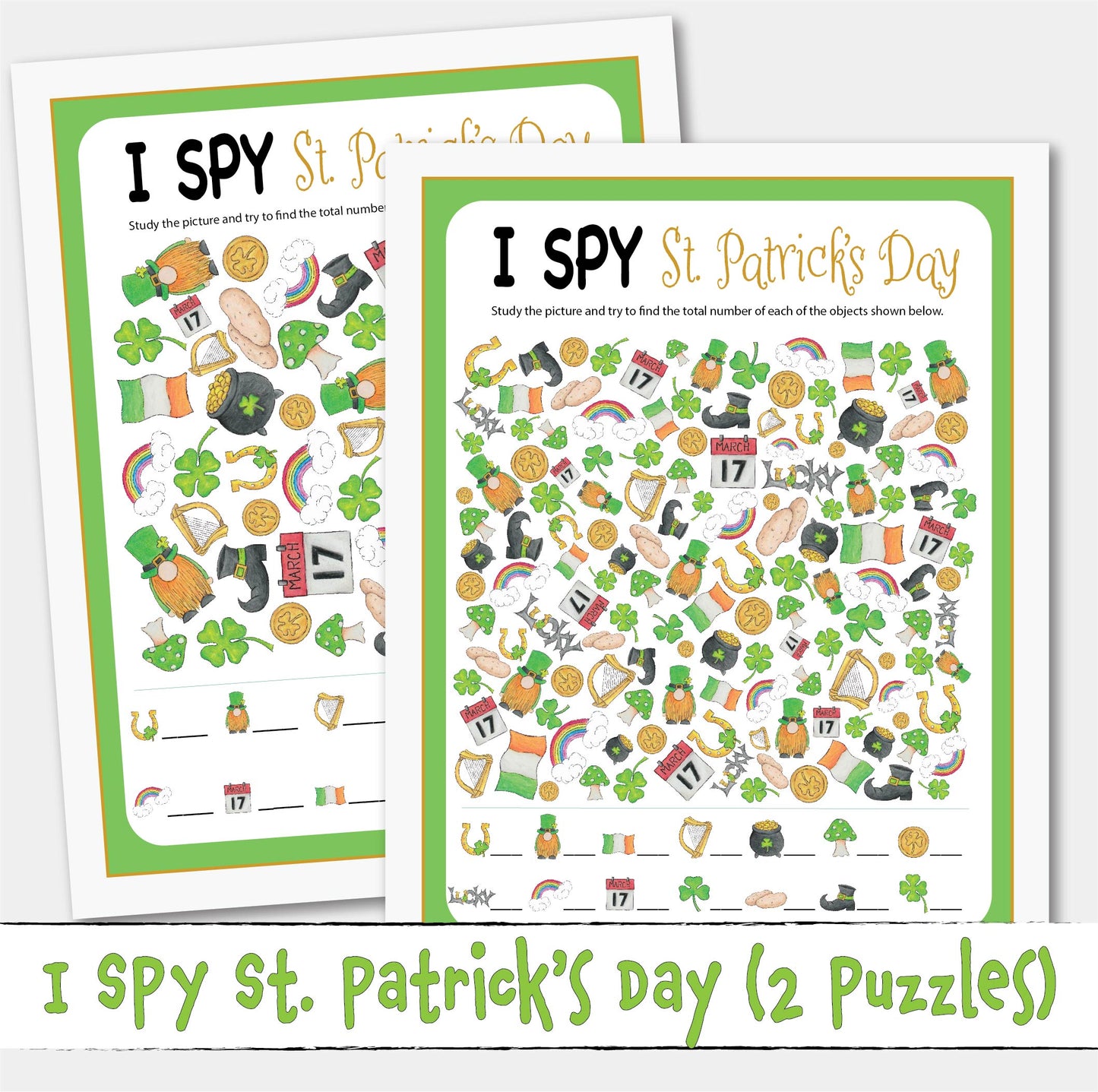 Printable I SPY St. Patrick's Day Puzzle Game Activity