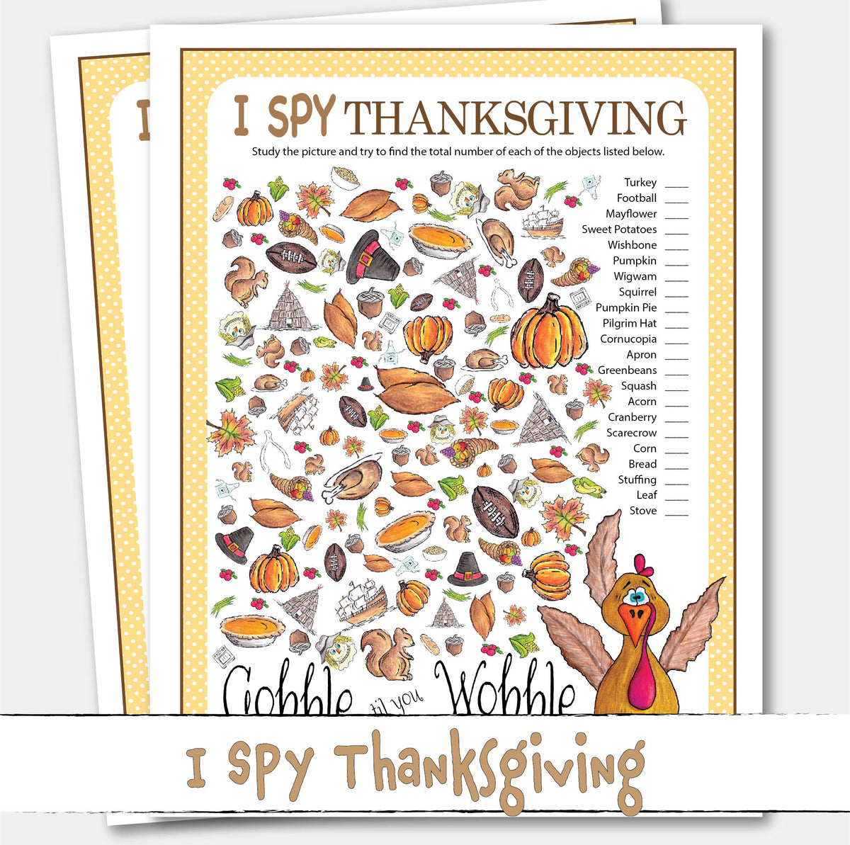Printable I SPY Thanksgiving Look and Find Picture Puzzle Game