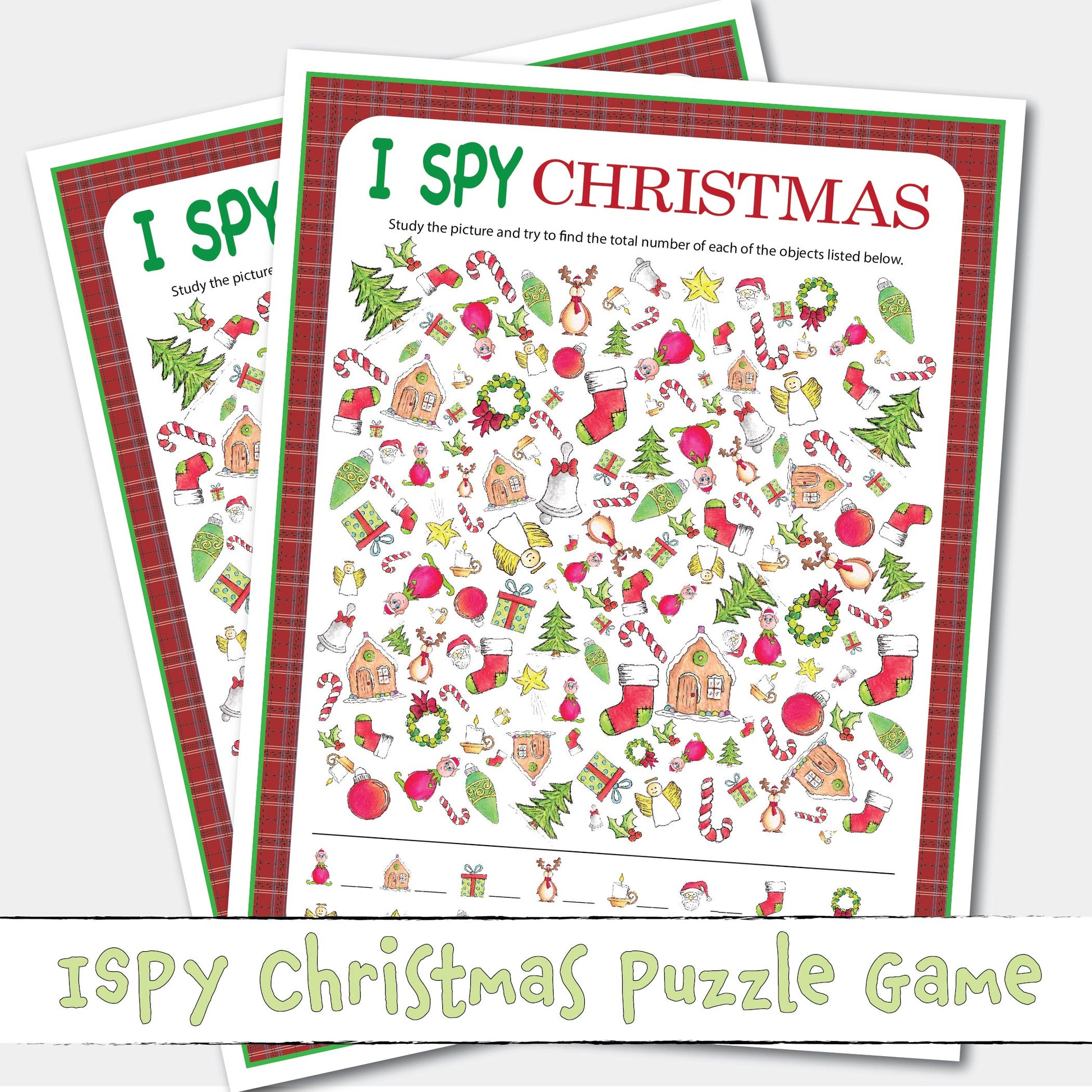 Printable I SPY Christmas Look and Find Puzzle Game