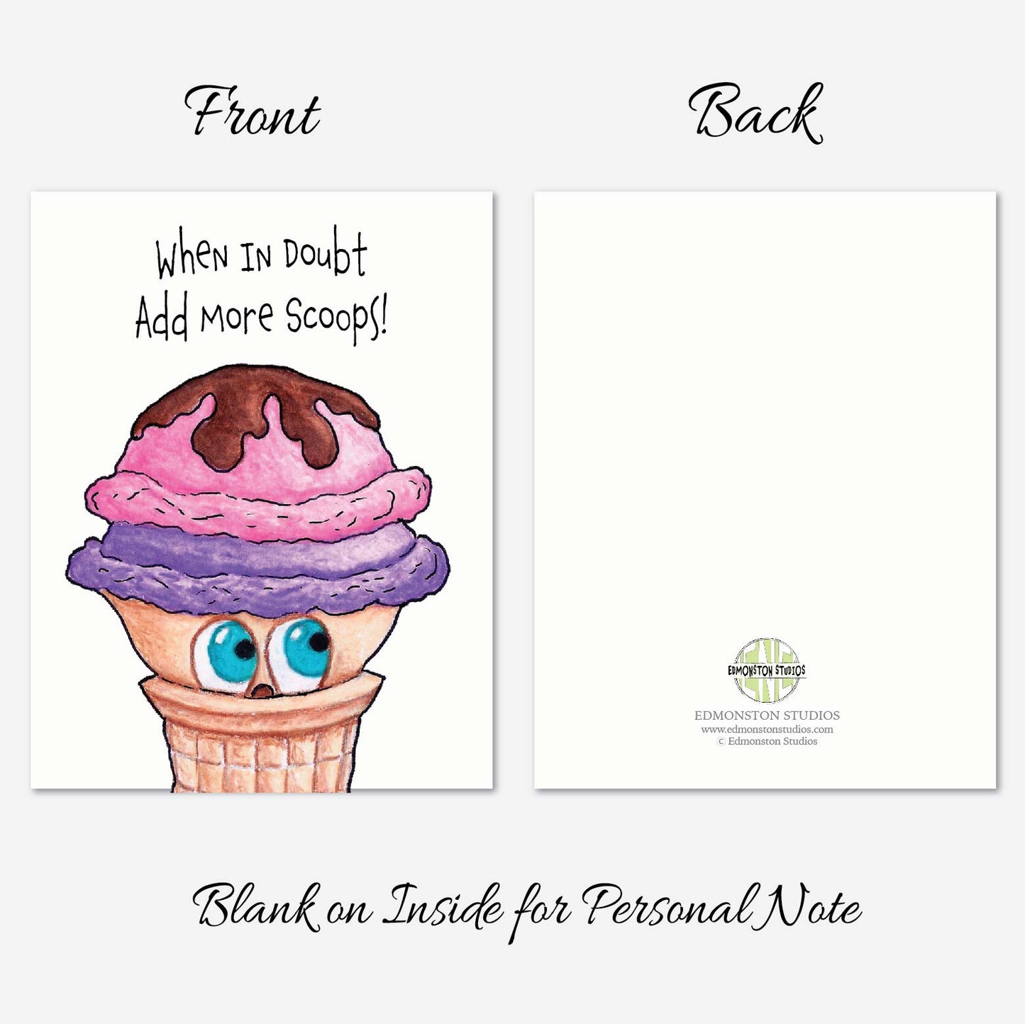 Ice cream notecards printed on premium textured cardstock
