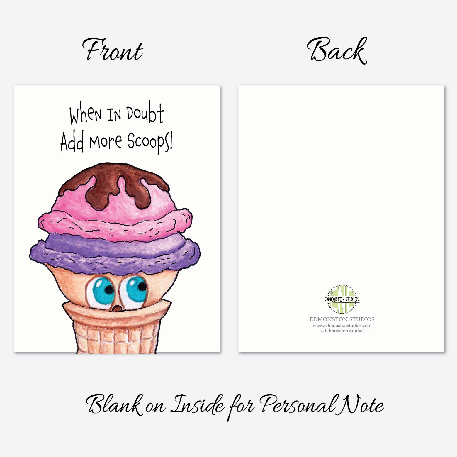 Ice cream notecards printed on premium textured cardstock
