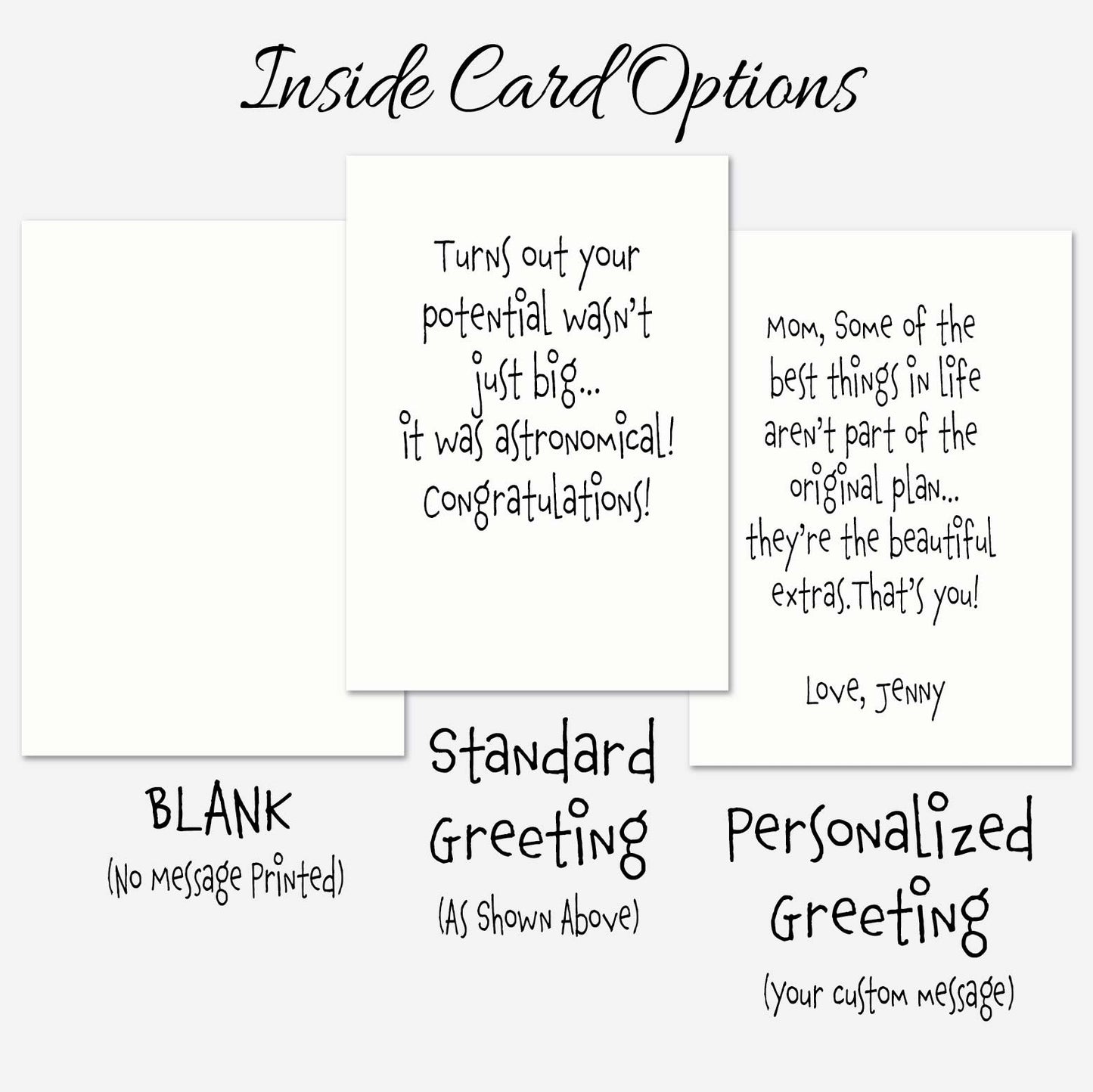 Funny Graduation Card, Proof the lights are on, Congrats Grad 5x7 Personalize