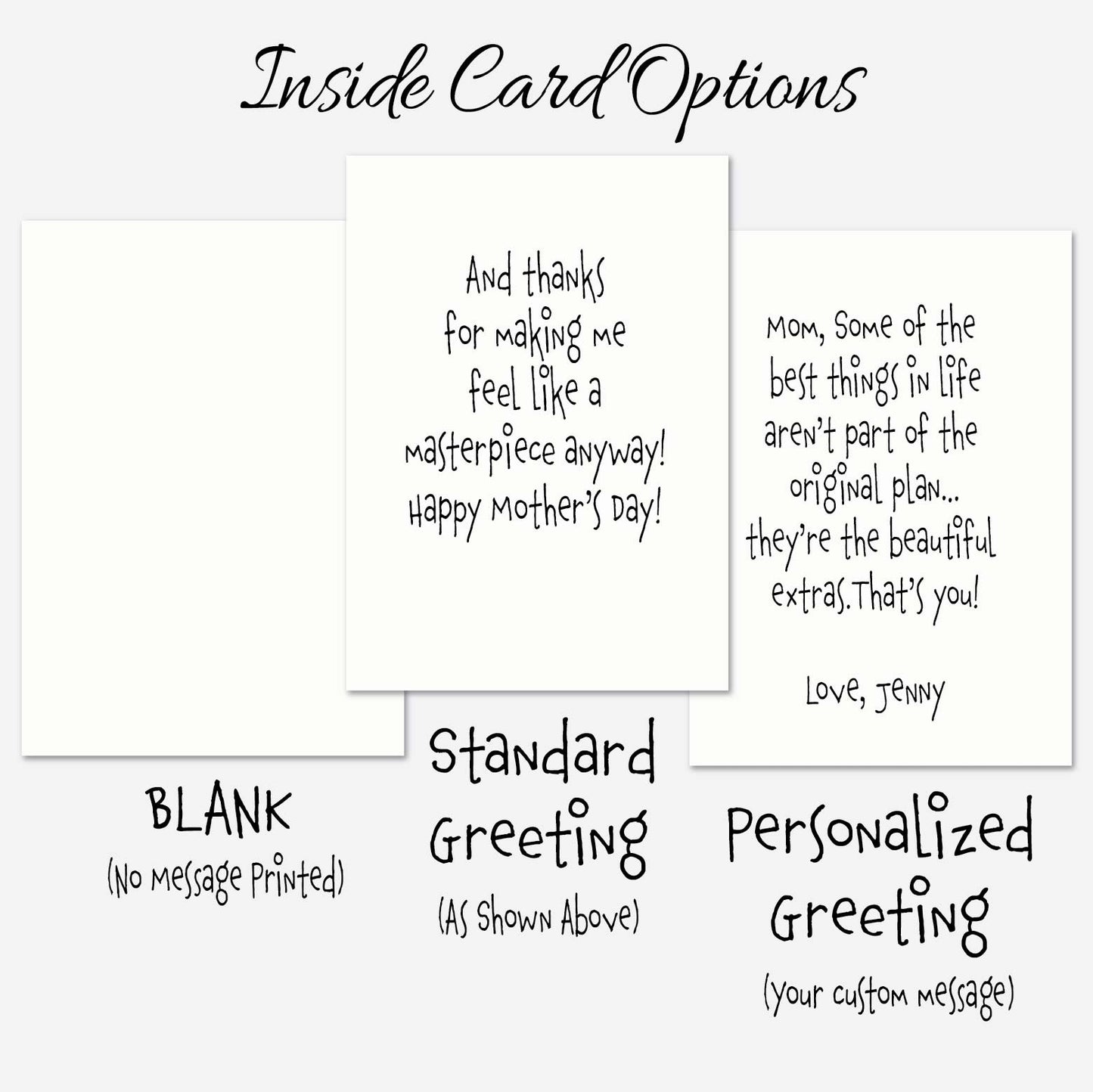 Funny Mothers Day Card, Thanks for Pretending to Like My Drawings, Humorous Mom Card: A7 5x7 on Textured Linen